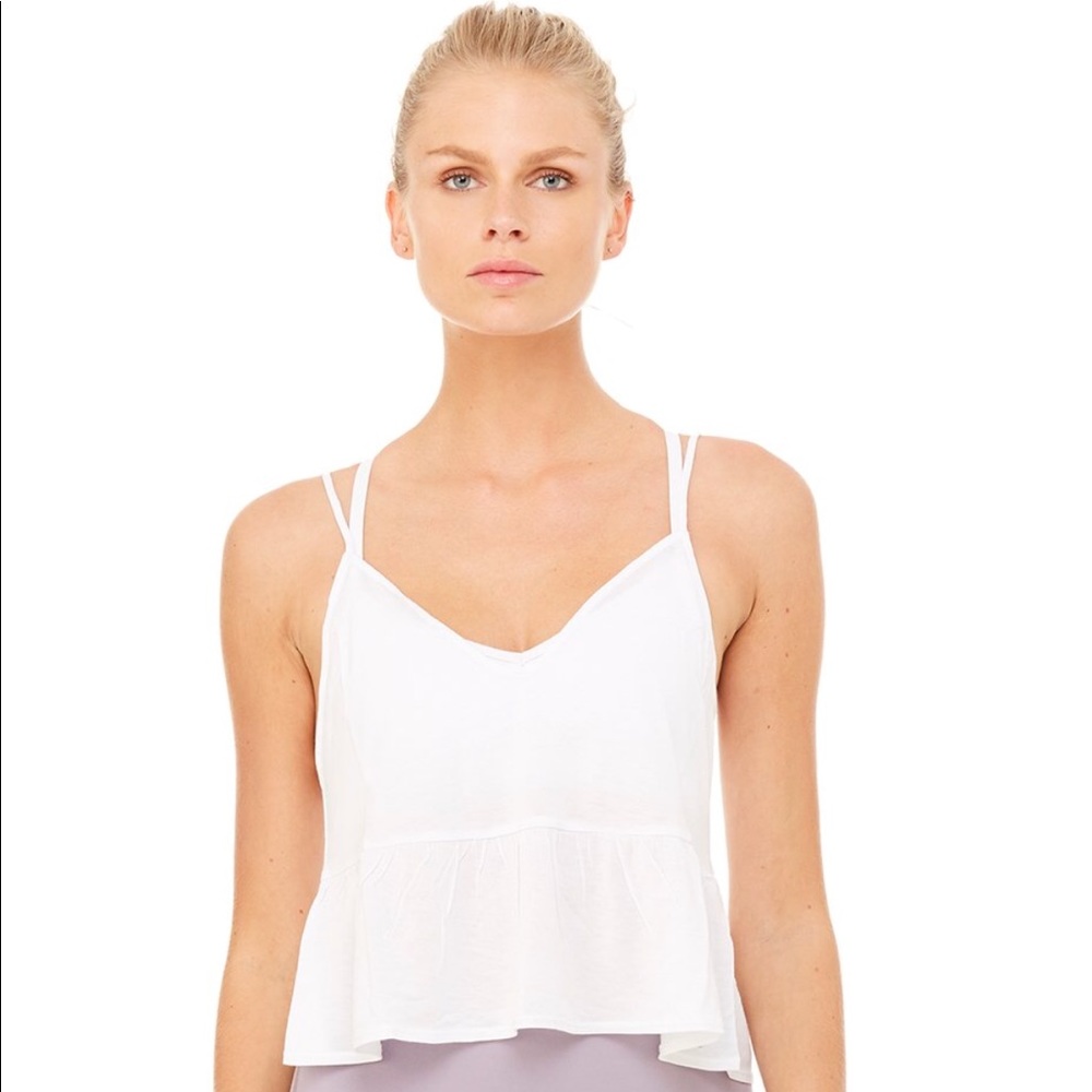 NWT alo yoga white flutter tank xs